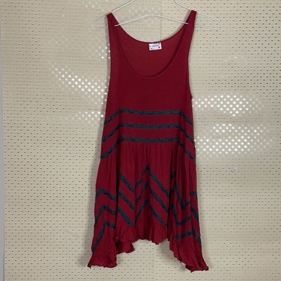 Free People Red and Black Striped Dress - Picture 1 of 9